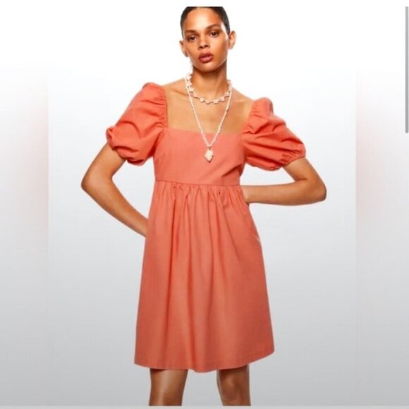 Mango Miri Puffed Sleeve Mini Dress Size S NWT - Picture 1 of 9